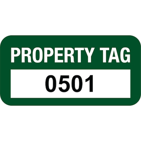 Lustre-Cal VOID Label PROPERTY TAG Green 1.50in x 0.75in  Serialized 0501-0600, 100PK 253774Vo1G0501